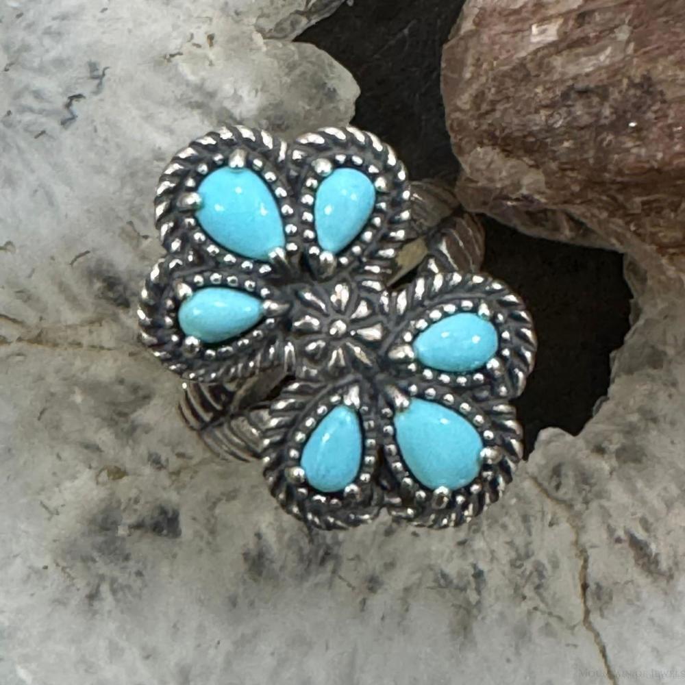 Carolyn Pollack Sterling 6 Sleeping Beauty Turquoise Cluster Ring Sz 8 For Women